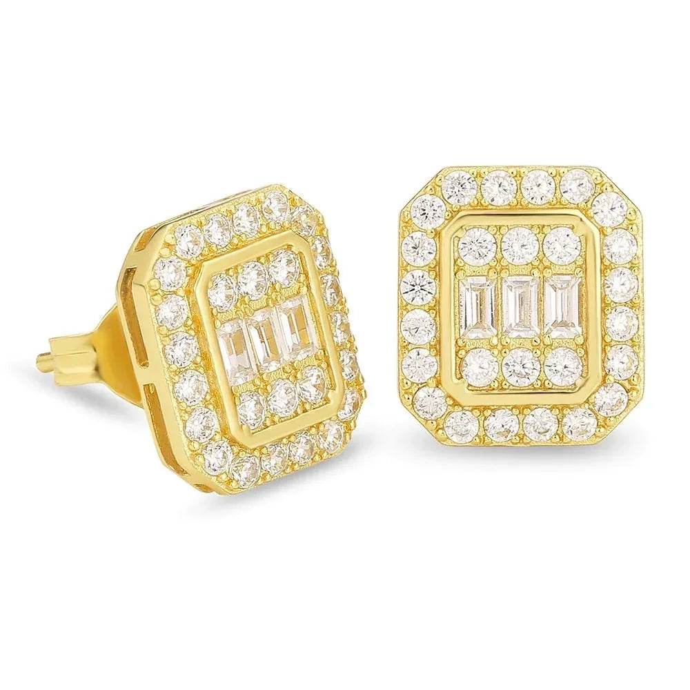 Hip Hop Rock Ear Stud Earrings for Men Iced Out Cubic Zirconia Bling Cartilage Accessories Homme Hippie Jewelry Wholesale OHE143 - DRIPPIN AURA