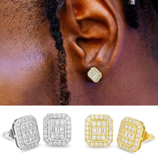 Hip Hop Rock Ear Stud Earrings for Men Iced Out Cubic Zirconia Bling Cartilage Accessories Homme Hippie Jewelry Wholesale OHE143 - DRIPPIN AURA