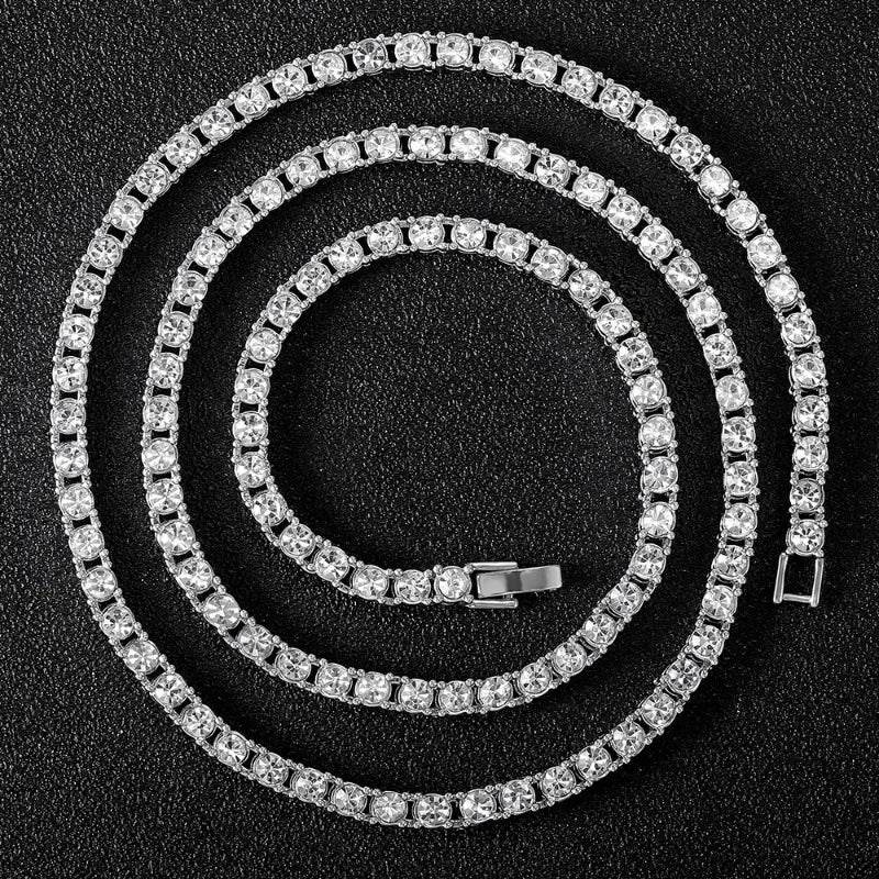 Hip Hop Shiny 15MM Cuban Link Chain Necklace Women Men Silver Color Rhinestone Iced Out Cuban Chain Punk Jewelry Necklace Gift - DRIPPIN AURA