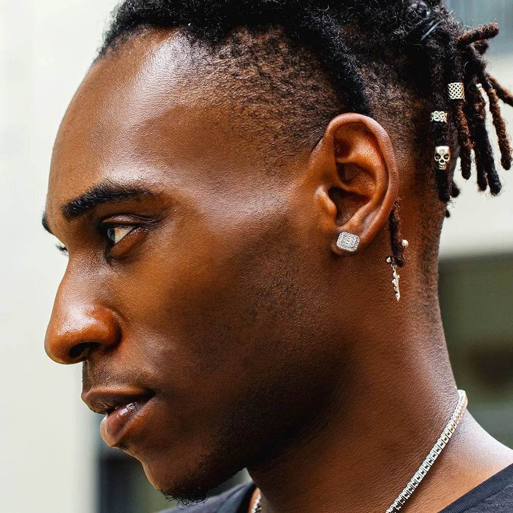 Hip Hop Rock Ear Stud Earrings for Men Iced Out Cubic Zirconia Bling Cartilage Accessories Homme Hippie Jewelry Wholesale OHE143 - DRIPPIN AURA