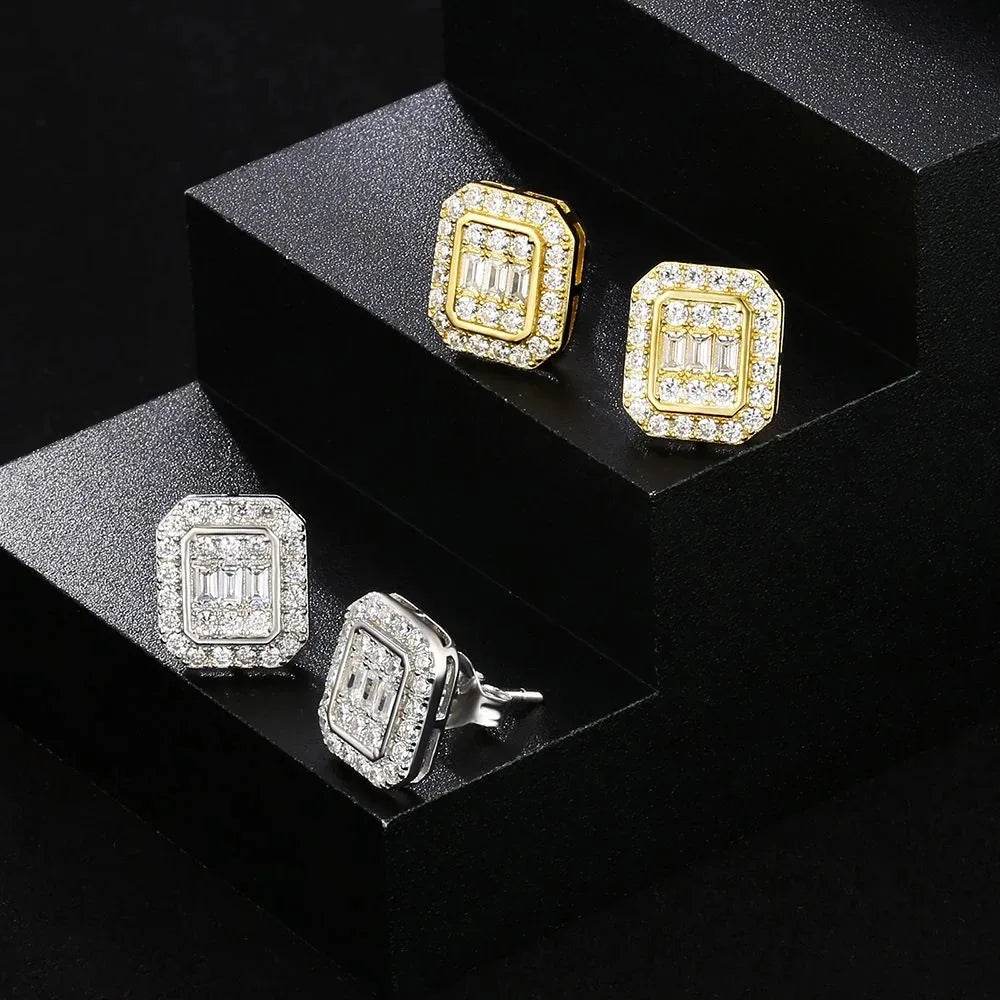 Hip Hop Rock Ear Stud Earrings for Men Iced Out Cubic Zirconia Bling Cartilage Accessories Homme Hippie Jewelry Wholesale OHE143 - DRIPPIN AURA