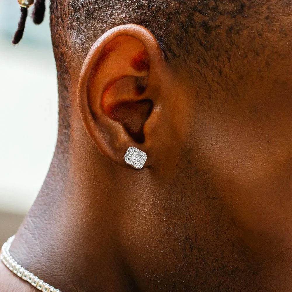 Hip Hop Rock Ear Stud Earrings for Men Iced Out Cubic Zirconia Bling Cartilage Accessories Homme Hippie Jewelry Wholesale OHE143 - DRIPPIN AURA