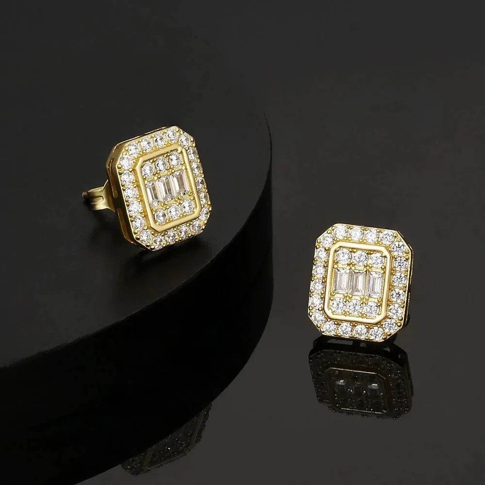 Hip Hop Rock Ear Stud Earrings for Men Iced Out Cubic Zirconia Bling Cartilage Accessories Homme Hippie Jewelry Wholesale OHE143 - DRIPPIN AURA