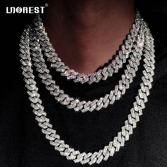 Hip Hop 14MM Prong Cuban Link Chain Necklace & Bracelet Iced Out Bling Cuban Chain Rhinestone Chains For Men Punk Rapper Jewelry - DRIPPIN AURA