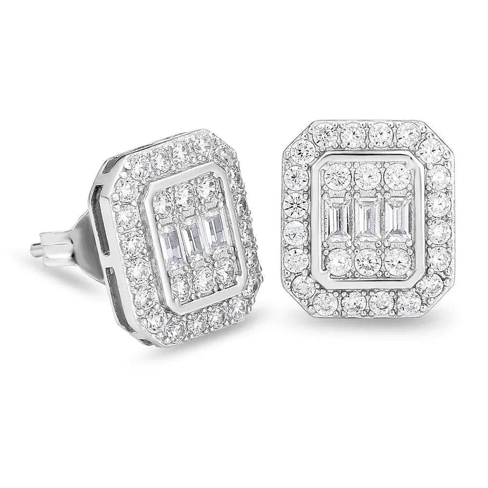 Hip Hop Rock Ear Stud Earrings for Men Iced Out Cubic Zirconia Bling Cartilage Accessories Homme Hippie Jewelry Wholesale OHE143 - DRIPPIN AURA