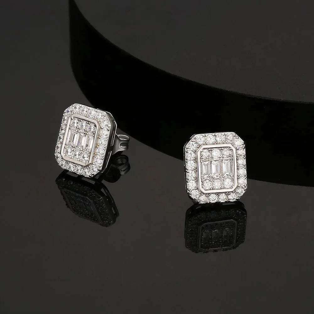Hip Hop Rock Ear Stud Earrings for Men Iced Out Cubic Zirconia Bling Cartilage Accessories Homme Hippie Jewelry Wholesale OHE143 - DRIPPIN AURA